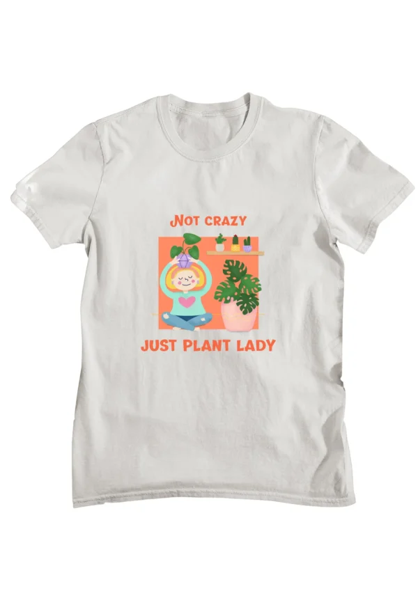 Half sleeve t-shirt with "Plant Lady" graphic print for plant lovers.