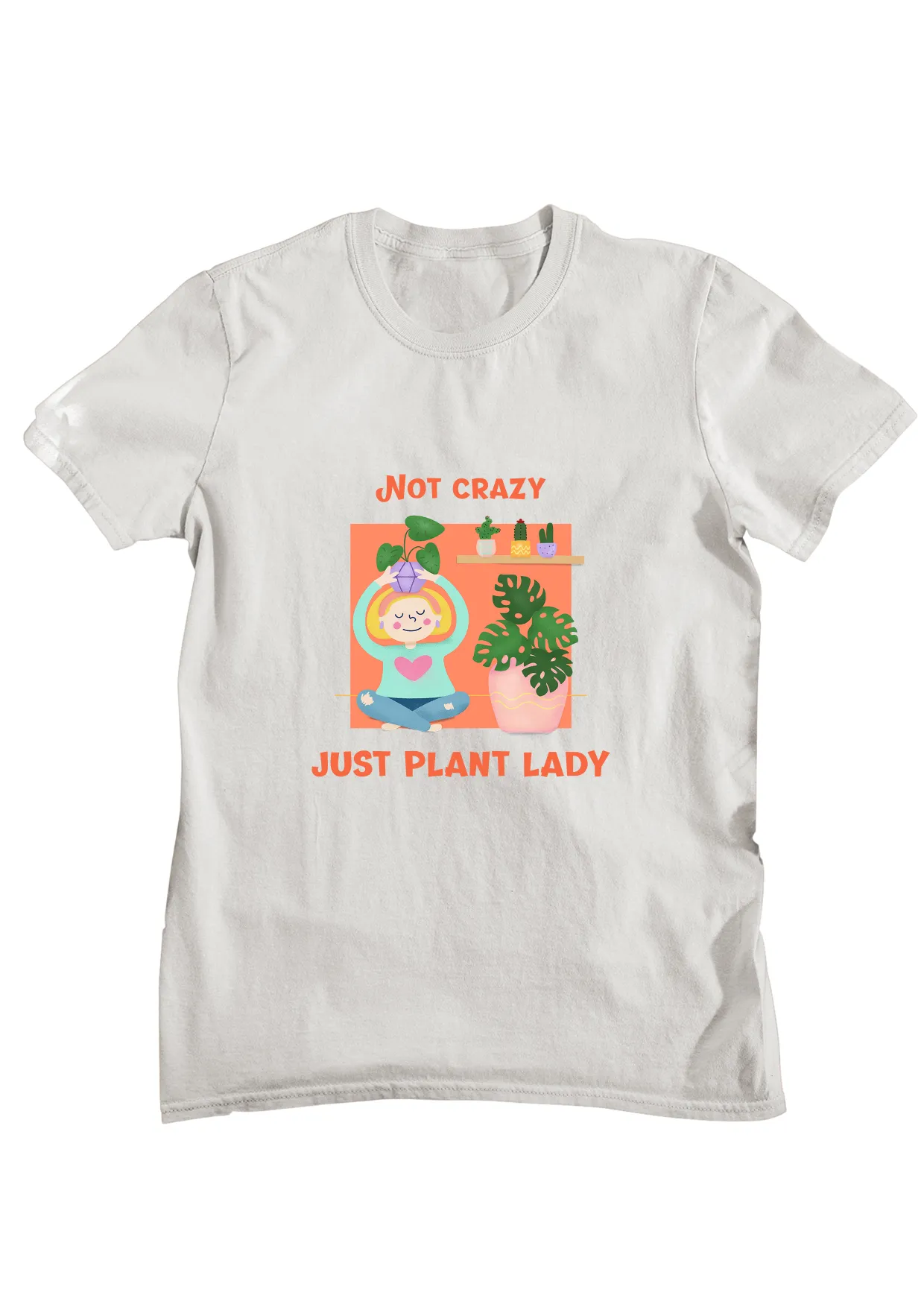 Half sleeve t-shirt with "Plant Lady" graphic print for plant lovers.