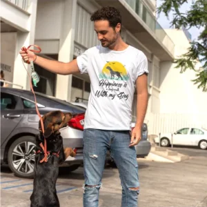 Hapiness With Dog Printed T-shirt