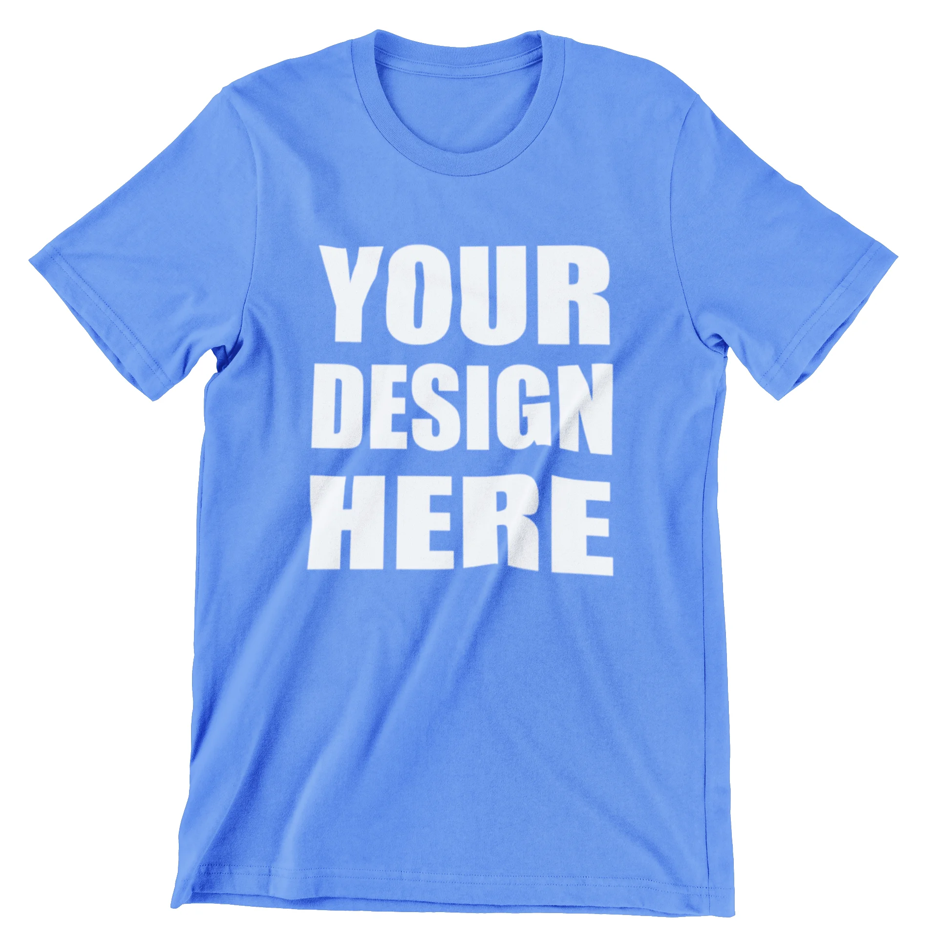 Customize Blue Cotton Round Neck Half Sleeve T-shirt