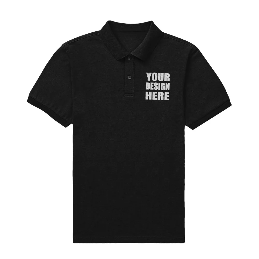 Customize Black Polo Cotton Half Sleeve T-shirt