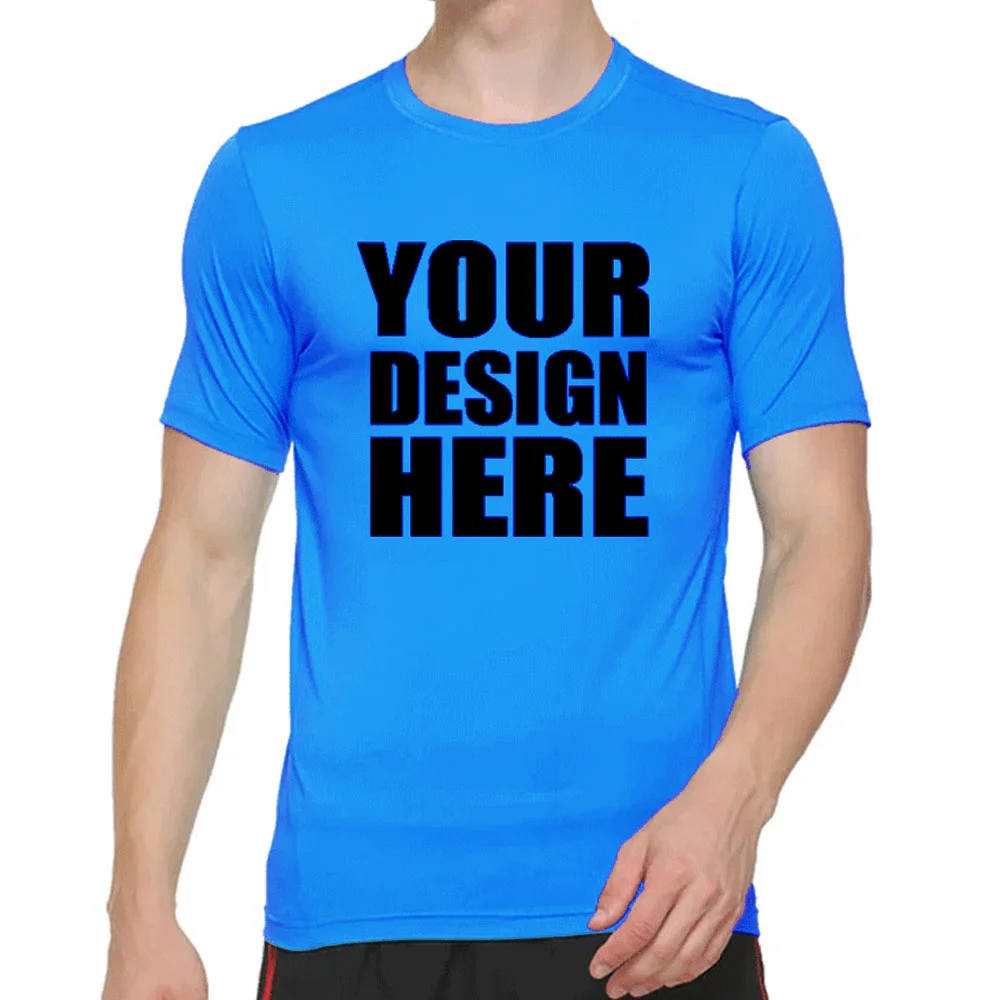 Customize Blue Color Round Neck Half Sleeve T-shirt