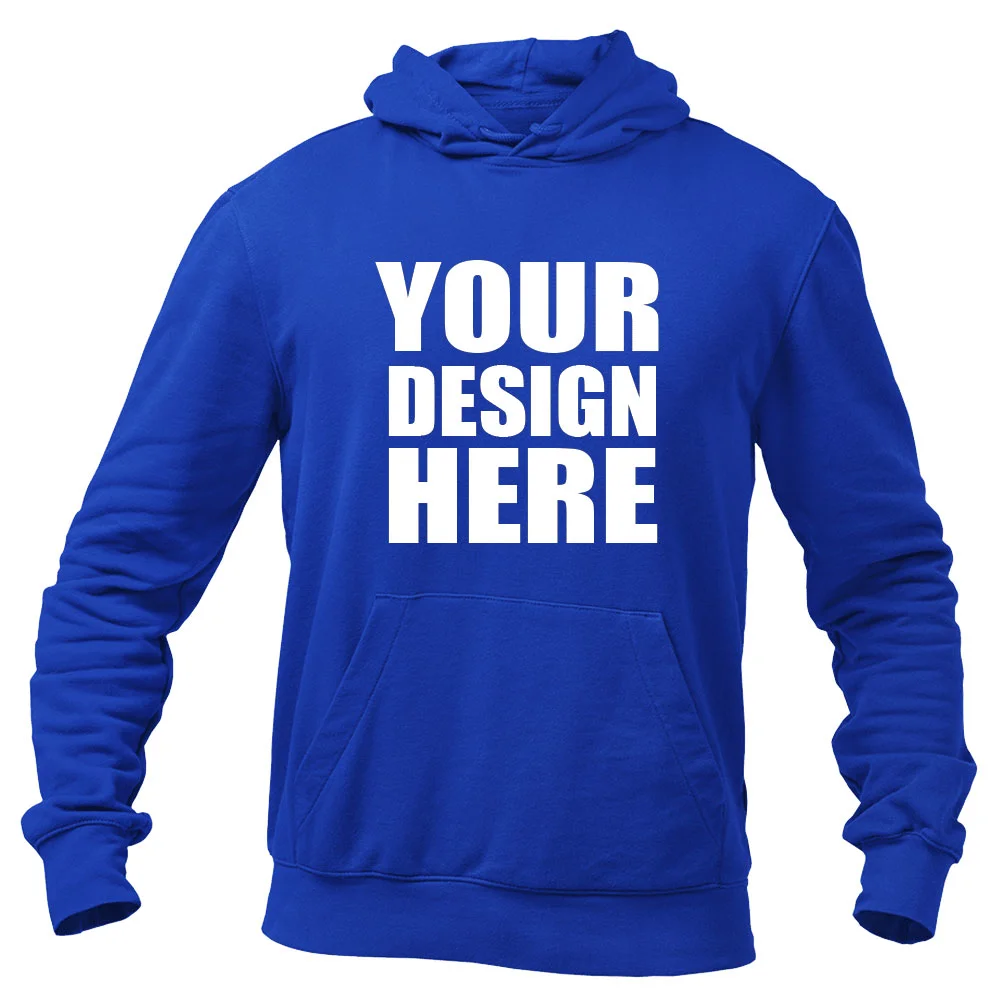 Customize Cotton Blue Color Hoodie