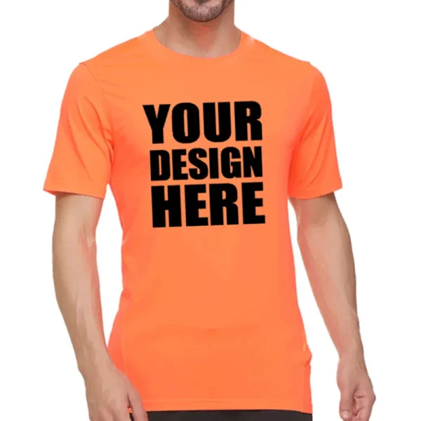 Customize Orange Color Round Neck Half Sleeve T-shirt