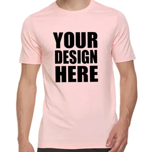 Customize Pink Color Round Neck Half Sleeve T-shirt