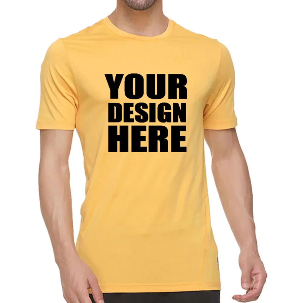 Customize Yellow Color Round Neck Half Sleeve T-shirt