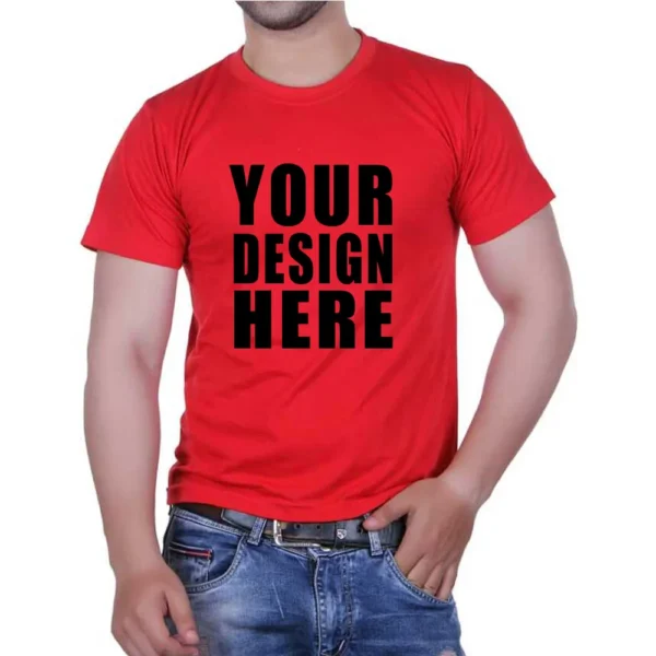 Customize Red Color Round Neck Half Sleeve T-shirt